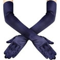 thumbnail image 5 of Xfvqtps Women Long Satin Gloves Solid Color for Christmas Party Dancing Evening Party Opera Navy, 5 of 5