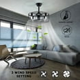 thumbnail image 6 of 18.5" Metal Caged Ceiling Fan w/Light ＆ Remote Control,3 Blades,Black,E26 Bulb Base, 6 of 11