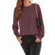 thumbnail image 2 of Blusas de Larga para Mujer, con Cuello Redondo Plisado, Informales, de Negocios, Ropa de Moda. Rojo Vino M, 2 of 6