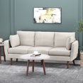 thumbnail image 6 of Contemporary 3 , Beige Fabric Upholstery, With Accent Pillows And Birchwood Legs 3 Seater Style, Fabric, Pillows,, 6 of 6
