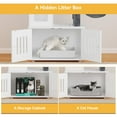 thumbnail image 3 of Dextrus 2-in-1 Cat Furniture Condo, 59" Cat Tree Multi-Functional Cat Tower with Litter Box Enclosure, Wood House, Scratching Post, Feeding Station, Hammocks & Brush - White, 3 of 5