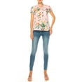 thumbnail image 4 of Women's Floral Print Overlapping Short Sleeve Top with Front Tie Collar, 4 of 5