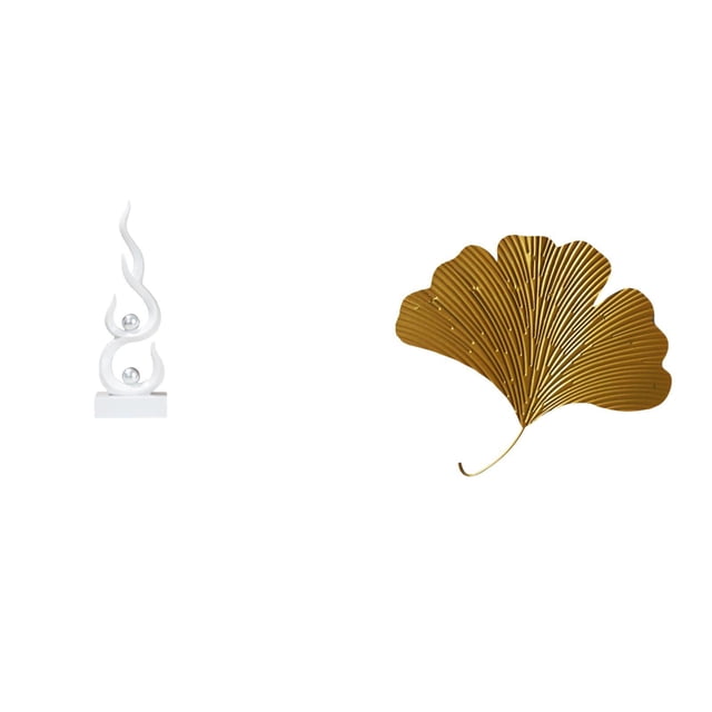 Escultura abstracta moderna de resina con forma de llama y hoja de ginkgo para oficina, sala de estar, patio, estantería, hotel, restaurante, comedor.