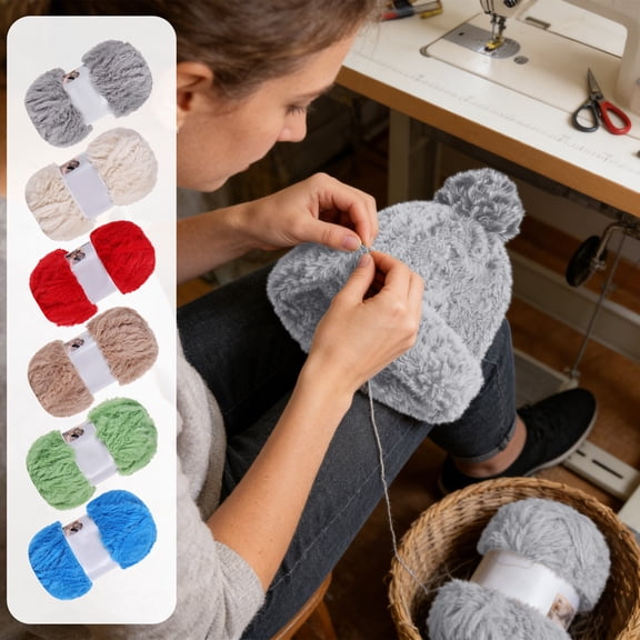 Faux Pure Cotton Mink Fur Yarn Ball - Thick Fluffy Soft Mink Wool Yarn for Knitting Crochet Hat Scarf Blanket, 60Yds Fuzzy Yarn for DIY Handmade Knitting Project Supply, 196.8ft, Brown