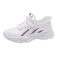 thumbnail image 2 of 2022 Zapatos deportivos casuales de verano para mujer, zapatos de mujer de malla transpirable, zapatillas blancas con cordones, colores beige, negro y blanco, 2 of 5
