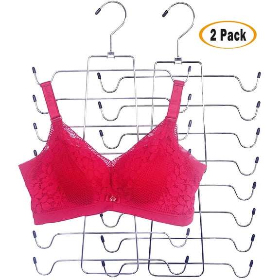 Homaful 2 Pack Tank Tops Hanger Bra Hangers Space Saving Hanger Metal Folding Closet Organizer for Tank Tops, Cami, Bras, Bathing Suits, Belts, Ties
