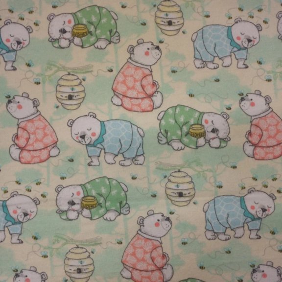 Handmade Sheets or Pillow Cover Sleepy Bears Flannel