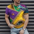 thumbnail image 5 of Charella Carnival T-shirts for Men Mardi Gras Decorations Short Sleeve Crewneck Tops 2025 Men Clothing Casual Fashion,Purple,XL, 5 of 5