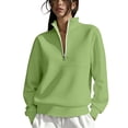 thumbnail image 3 of Tnhcen Women's Quarter Zip Pullover Fleece Lined Stand Collar Sweatshirt Solid Color Long Sleeve Casual Workout Top Autumn Winter Plus Size S-2XL, 3 of 7