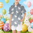 thumbnail image 2 of Shadoumai Easter Bunny Print Boys Short Sleeve Button Down Shirt With Stand Collar And Chest Pocket For Holiday, 2 of 4