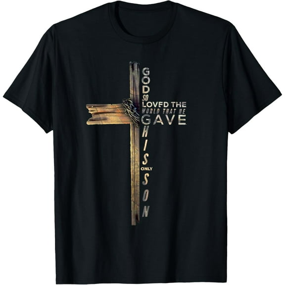 John 3:16 Christian Cross Bible T-Shirt100% cotton short-sleeved shirt for both men and women