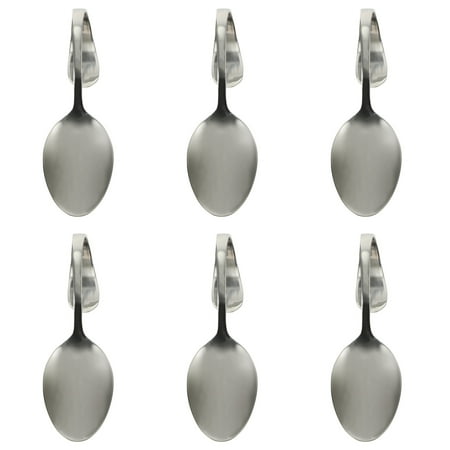 

FRCOLOR 6Pcs Stainless Steel Curved Handle Spoons Western Food Salad Scoops (Silver)