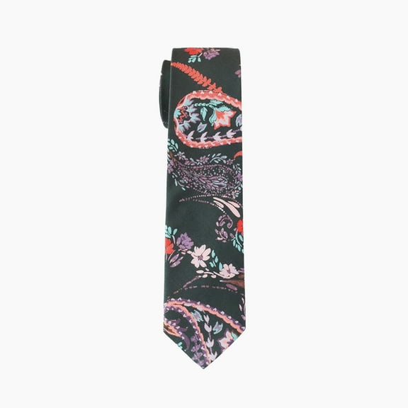 Midnight Paisley & Floral Print Cotton Tie