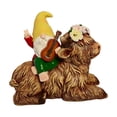 thumbnail image 2 of 9.13in Solar Garden Gnome Riding Highland Cow Statue Outdoor Yard Decor, Farmhouse Solar Lighted Gnome Figurine Patio Lawn Garden Decoration, 2 of 6
