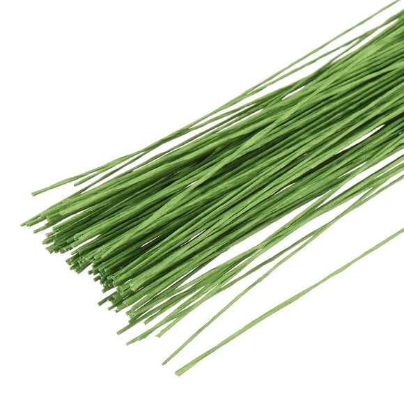 Uxcell 0.3mm 30 Gauge Florist Wire, 120 Pcs Flower Stem Wire Floral Flower Paper Wrapped Wire for Flower Crafts Bouquet Arrangement Supplies Wreath Making DIY Projects, Light Green