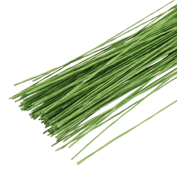 Uxcell 0.3mm 30 Gauge Florist Wire, 120 Pcs Flower Stem Wire Floral Flower Paper Wrapped Wire for Flower Crafts Bouquet Arrangement Supplies Wreath Making DIY Projects, Light Green