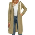 thumbnail image 6 of Women Casual Zip up Polyester Hoodies, Long Hoodie Tunic Jackets Long Sleeve Sweater Dress with Side Pockets Beige L, 6 of 7
