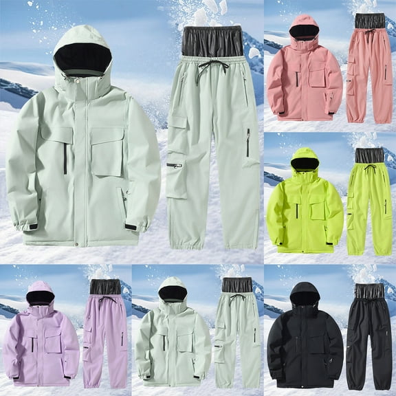 Snowsuit Women Mens Ski Jacket and Pants Set Ski Suit Winter Waterproof Windproof Hooded Snow Coat 2 Pieces Snowboarding Snowsuits