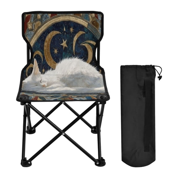 BZSMCE Camping Chairs Modern Folding chair In Moon Star Sleeping Cat Pattern