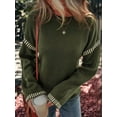 thumbnail image 4 of Sweaters for Women Solid Crewneck Loose Fit Long Sleeve Contrast Cable Knit Pullover Sweater Jumper Tops  Green XL, 4 of 6
