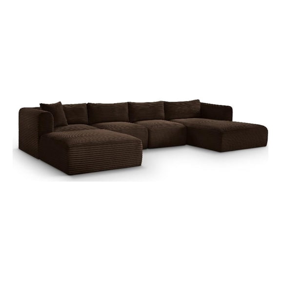 Meridian Furniture 5-Piece Brown Corduroy Performance Fabric Modular Sectional