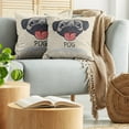thumbnail image 5 of Ambesonne Pug Throw Pillow Cover 2 Pack, Cartoon Pug Caricature, 20", Taupe Black Red, 5 of 7