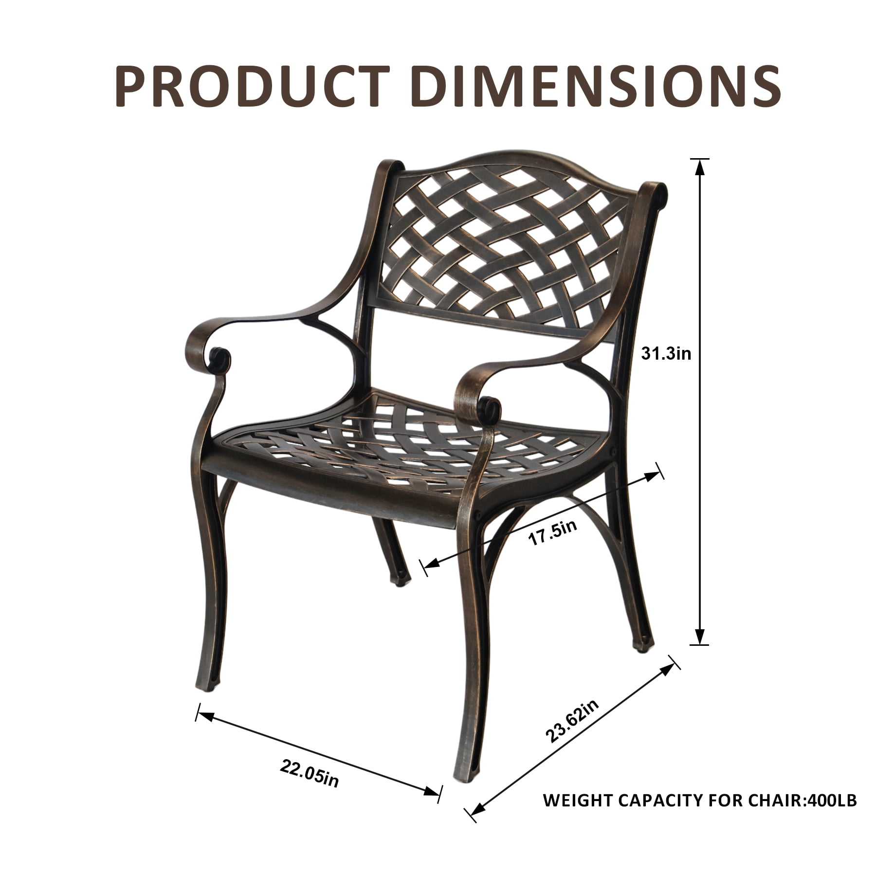 5 Piece Outdoor Dining Set for 4 Person,Cast Aluminum Patio Table and Chairs Set,All-Weather Round 48" Patio Dining Table with 2.36" Umbrella Hole,Patio Furniture Dining Set for Balcony Garden,Bronze