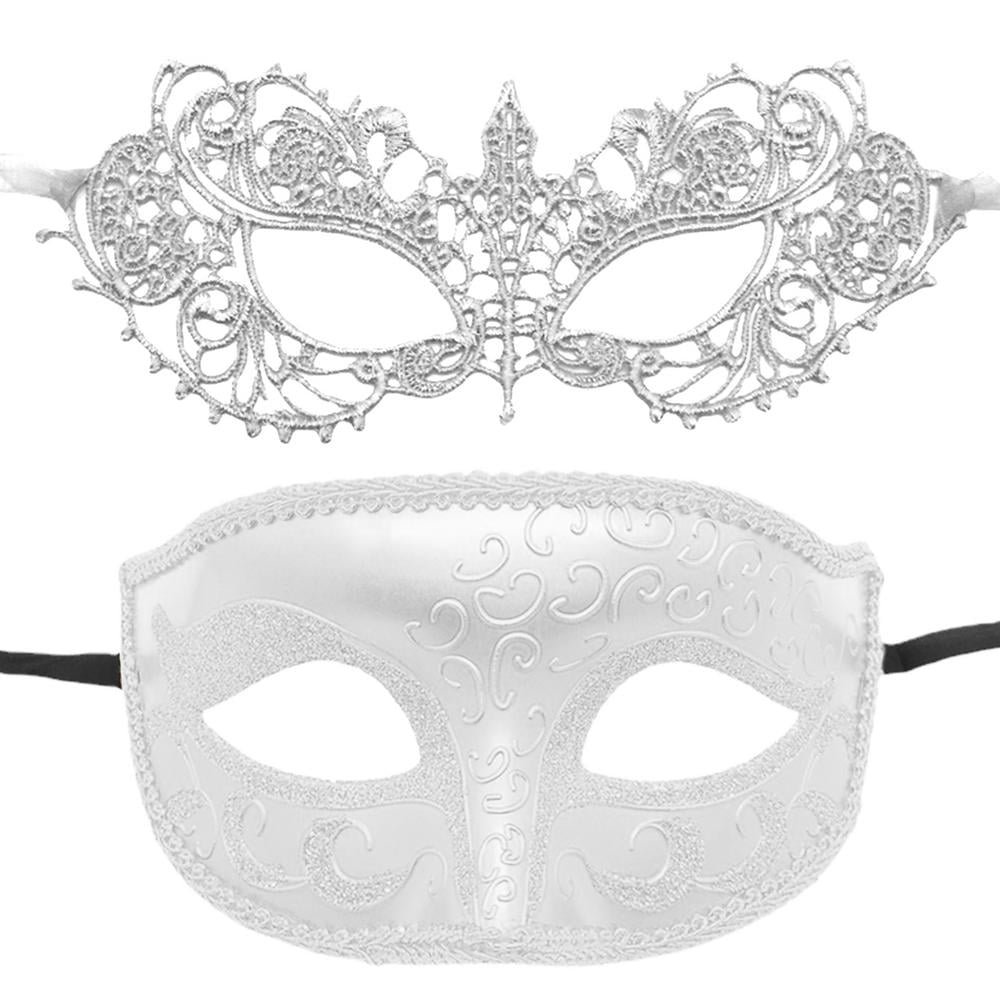Princess Couple Silver Masquerade Ball Mask Pair Dance Prom Graduation Party 