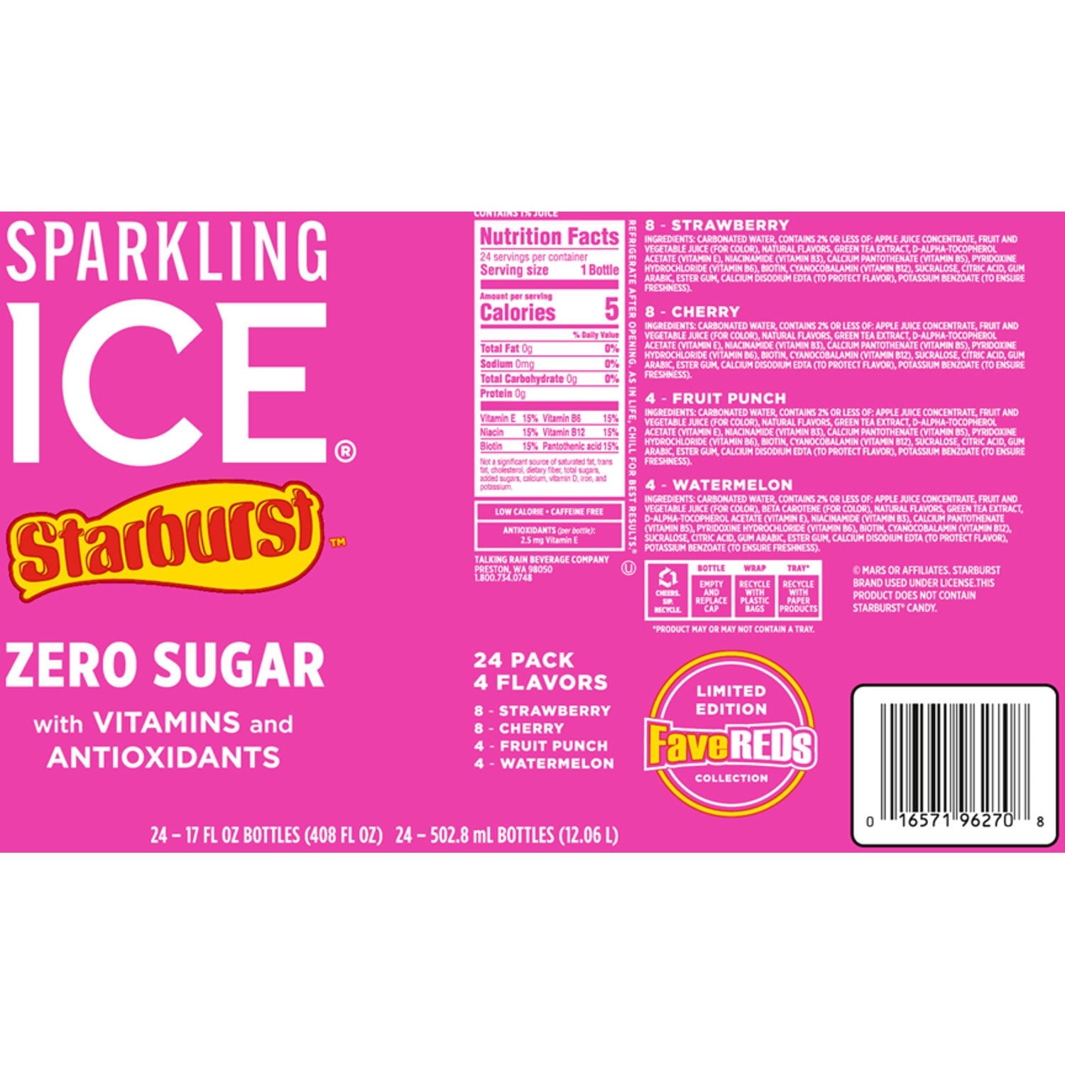 Sparkling Ice Starburst Sparkling Water Variety Pack 17 fl. oz., 24 pk.
