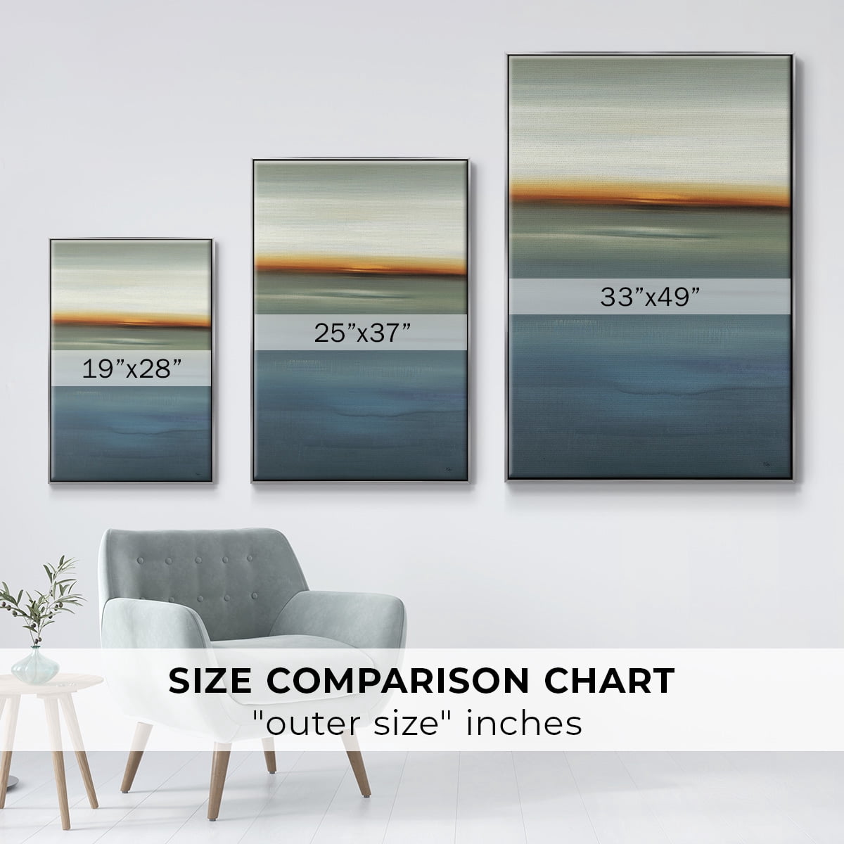 Beside the Blue I Framed Premium Gallery Wrapped Canvas - Ready to Hang - 27 x 41 - Silver Floating Frame