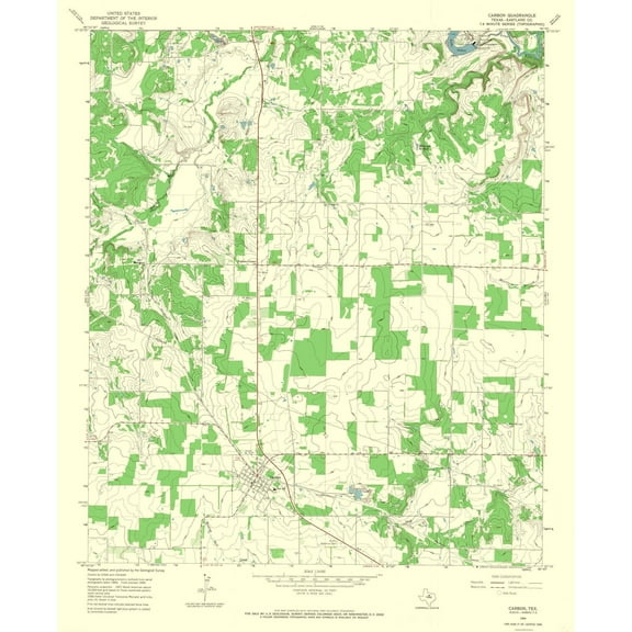 Topographical Map - Carbon Texas Quad - USGS 1966 - Vintage Wall Art