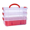 thumbnail image 3 of RBCKVXZ 3-Tier Clear Storage Bins, Stackable Carry Storage Box Container, Plastic Lidded Organizer Case With Handle for Beads, Arts & Crafts, Sewing, Office Supplies, 3 of 6