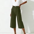thumbnail image 6 of Women's Pleated Bermuda Cropped Pants High Waisted Loose Wide Leg Dressy Capri Pants with Pocket Casual Work Capris, 6 of 7