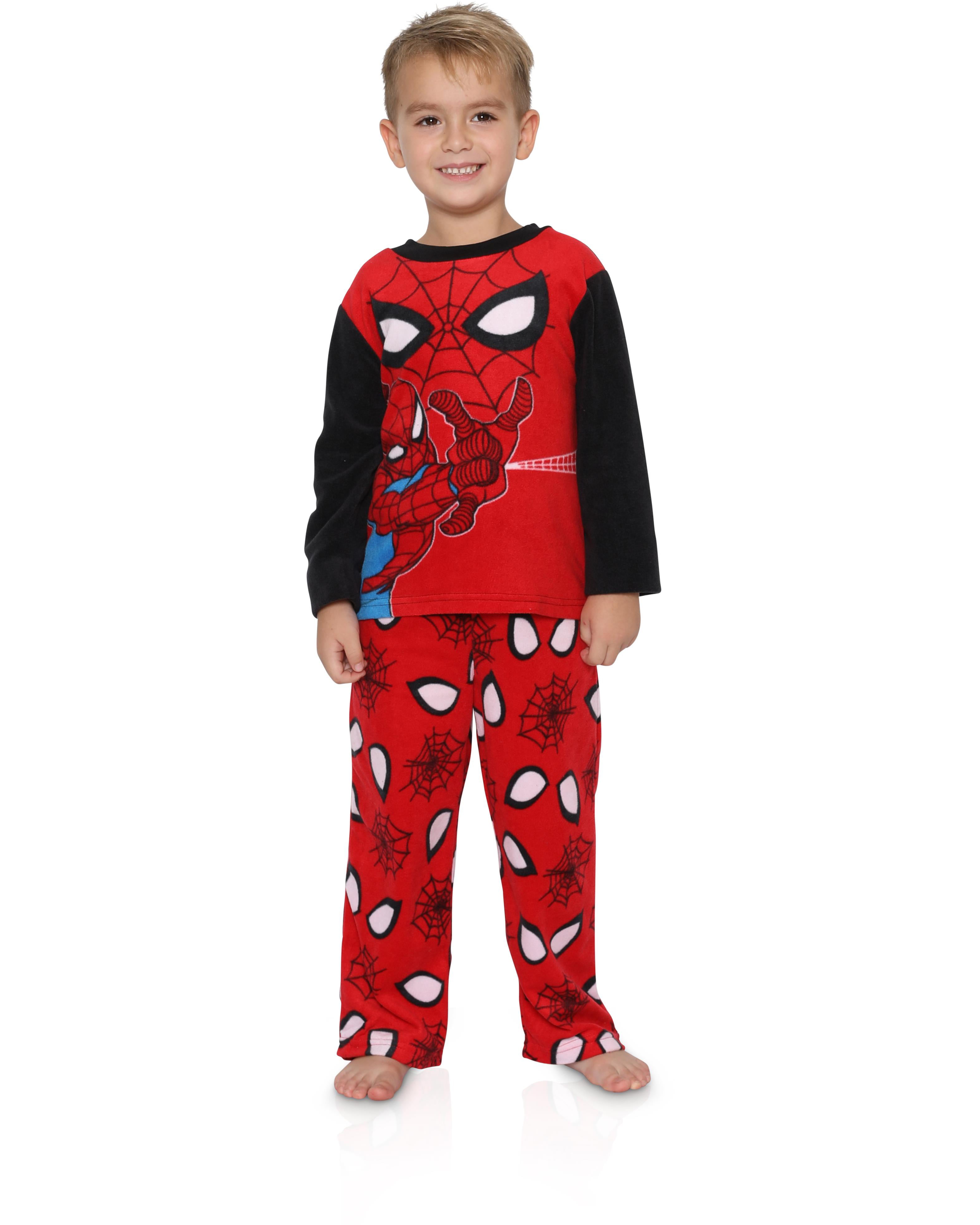 Boys 2 Piece Fleece Sleepwear Pajama Set Spiderman Size 4/5 XS Blue Top Red Pant 