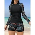 thumbnail image 2 of Women'S Long Sleeves Rash Guard - 2 Piece Swimsuits with Built in Bra Swim Shirt and Shorts Orange Blue L, 2 of 8