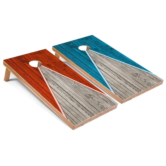 Skip's Garage | Orange and Turquoise Pyramid Cornhole Boards | Includes (2) Boards, (8) Bags & Optional Accessories