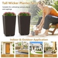 thumbnail image 7 of Canddidliike Outdoor Wicker Flower Pot Set of 2 with Drainage Hole for Porch Balcony-Brown, Garden Bed Wooden Vegetables Growing Planter for Backyard/Patio/Gardener, 7 of 7