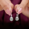 thumbnail image 6 of Rosec Jewels Tahitian Pearl Drop Earrings with Moissanite for Women (AAA Quality, 8 mm), 10K White Gold, 6 of 8