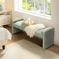 thumbnail image 3 of 58'' Upholstered Bench Chenille Boucle Modern Accent Bench End of Bedroom Entryway Sage, 3 of 9
