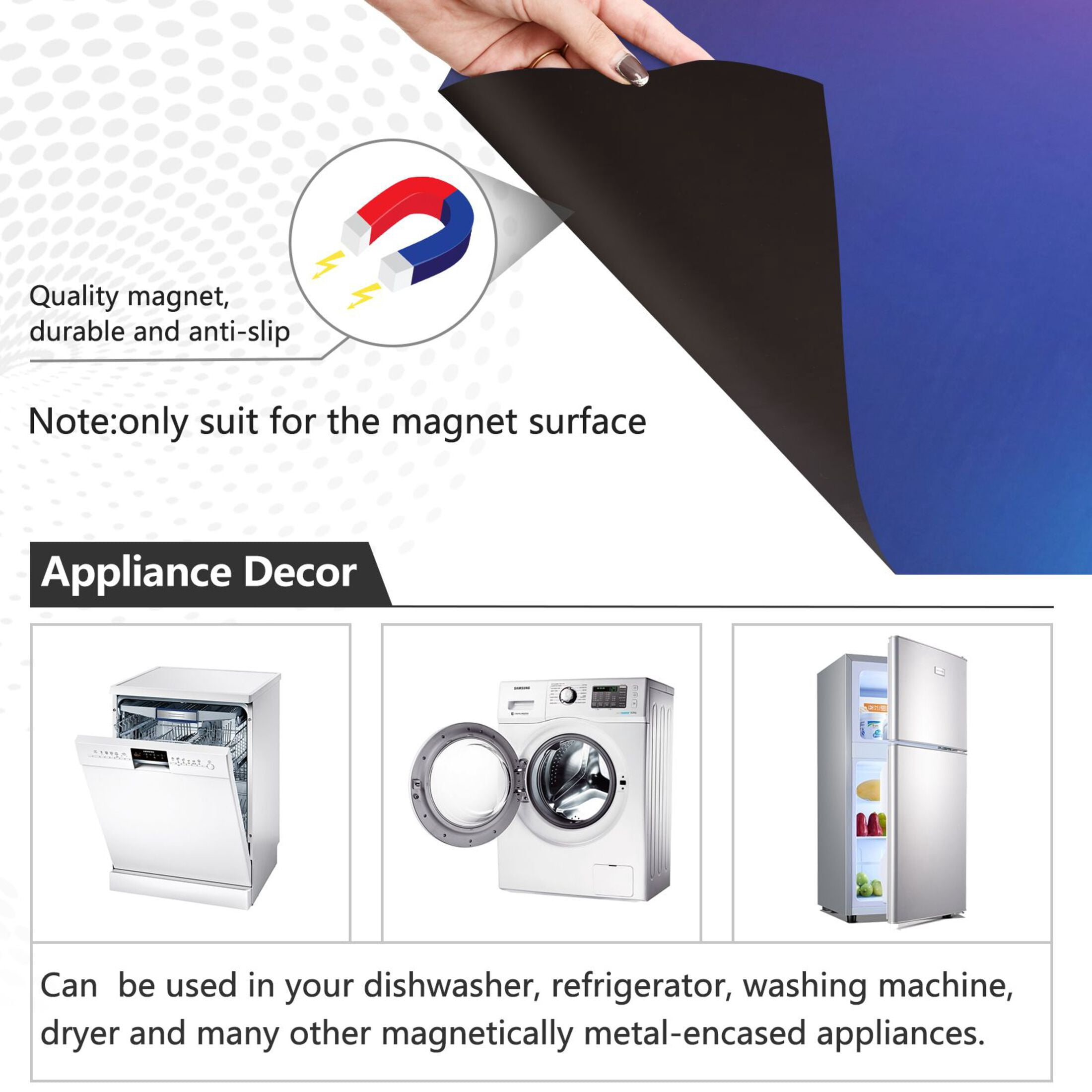 Dishwasher Magnetic Sticker 23x26 Inch Refrigerator Magnetic Sticker Washing Machine Magnetic Sticker Kitchen Panel Magnetic Sticker Home Decor Red Blue Light