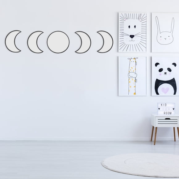 RENACLIPY 1 Ensemble Miroir de Phases de Lune Autocollant Ensemble Acrylique Noir Décoration Murale Art