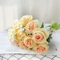 thumbnail image 4 of Conjunto de 12 rosas artificiales, flores de seda falsas decorativas con un solo tallo, flor realista, champán Sincero Electrónica, 4 of 5