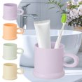 thumbnail image 1 of Vaso Portátil para Enjuague Bucal con Asa Antideslizante | 4 Colores (Blanco, Verde, Naranja, Morado) | Vaso de Plástico para Viaje, Ideal para Pasta de Dientes y Enjuague Bucal | 8,5 X 8 X 6 Cm, 1 of 6
