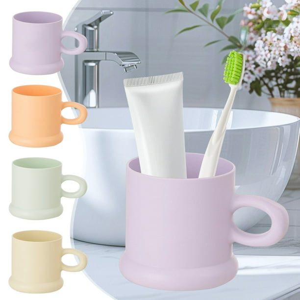 Vaso de enjuague bucal | Taza de enjuague para cepillo de dientes de viaje | Mango antideslizante | Plástico de grado alimenticio | Vaso de cepillado portátil | Duradero y fácil de limpiar |