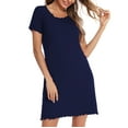 thumbnail image 7 of IROINNID Clearance Cocktail Dress for Women Wedding Guest Summer Home Thin Curling Solid Color Home Dress Cocktail Dress,Navy, 7 of 7
