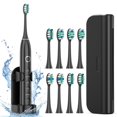 thumbnail image 1 of Fronix Cepillo de dientes eléctrico para adultos con 8 cabezales, cepillo de dientes sónico recargable con soporte y estuche de viaje, carga de 2,5 horas para 120 días de uso, 1 of 5