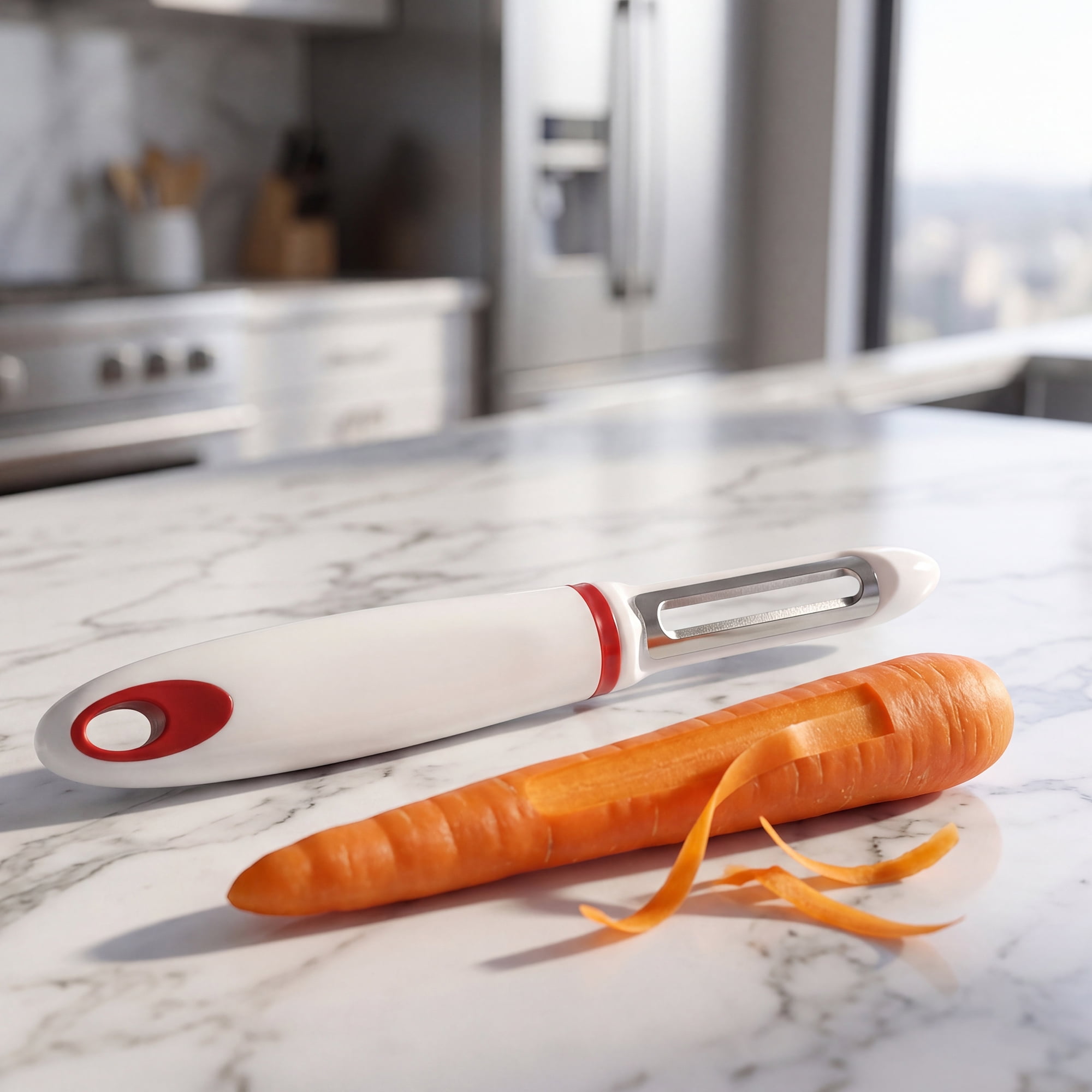 Unique Bargains Stainless Steel Durable Peeler with Ergonomic Handle Red 7.1" x 1.2"