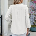 thumbnail image 4 of ATOYSOY Women's Tops Dressy Casual V Neck Long Sleeve Buttons Hollow Out Lace Embroidered Blouses Shirts White M, 4 of 9