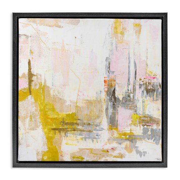 Stupell Industries New Age Yellow Abstract Black Framed Floater Canvas Wall Art, design by Design Fabrikken