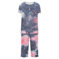 thumbnail image 5 of Tnhcen 2 Piece Summer Capri Women's Pajama Set Ladies Short Sleeve Shirt Capri Pants Pjs Sets Home Clothes S-3XL, 5 of 6